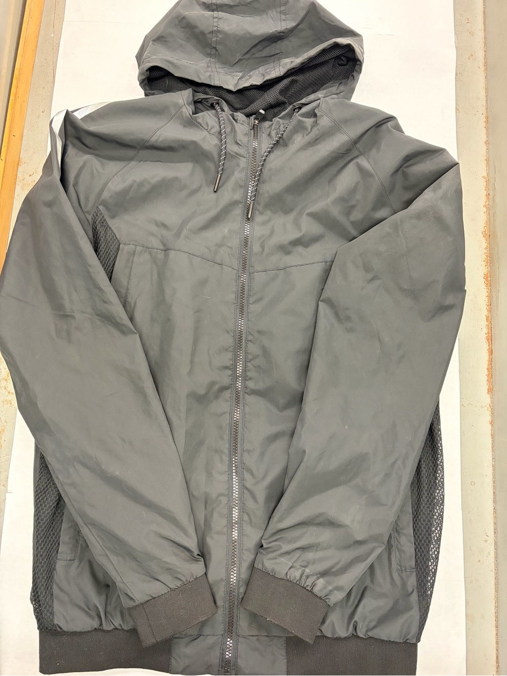 Men's Hooded Windbreaker Zip Jacket - Black